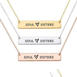 Pendentif Colliers Mode Collier en acier inoxydable pour femmes Creative Sculpté So Sisters Bar Charme Amitié Bijoux Bi Bdehome Dhpzy