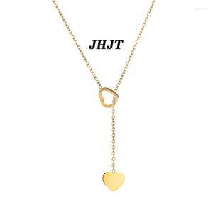 Hanger kettingen mode roestvrijstalen ketting dubbele hart voor vrouwen gouden choker ketting sieraden vrouwelijk geliefde gift -spendant sidn22