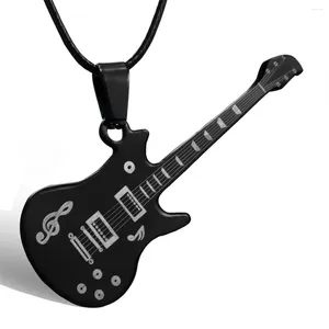 Colliers pendentifs Collier de guitare en acier inoxydable pour hommes Femmes Retro Punk Musical Musical Corde Chain Chatin Party Bijoux