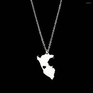 Hanger kettingen mode roestvrijstalen ketting peru map geometrisch hart voor vrouwen aangepaste statement sieraden cadeau