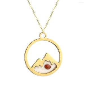 Pendentif Colliers Mode En Acier Inoxydable Graine De Moutarde Clavicule Chaîne Mobile Montagne Personnalité Tendance Collier Bijoux