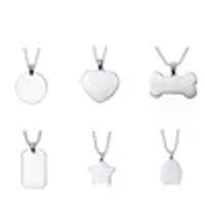 Collares colgantes Moda Acero inoxidable para mujeres y hombres Creativo Hueso Estrella En forma de corazón Etiqueta de perro en blanco Collar Joyería Regalos Dro ZZ