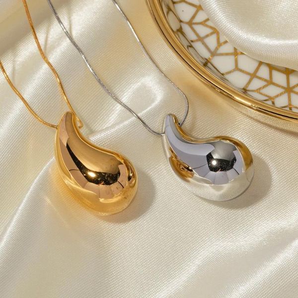 Pendentif Colliers Mode Collier de gouttelettes en acier inoxydable pour femme Bijoux