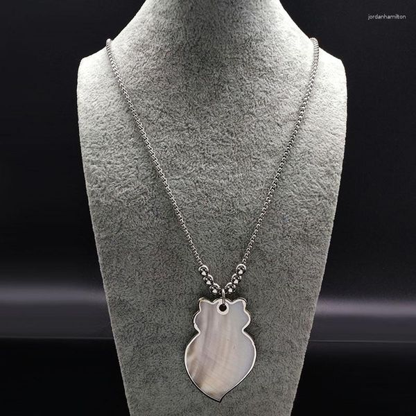 Pendentif Colliers Mode En Acier Inoxydable Déclaration Collier Argent Couleur Long Coeur Shell Femmes Bijoux Corazon Pingente N17967S08