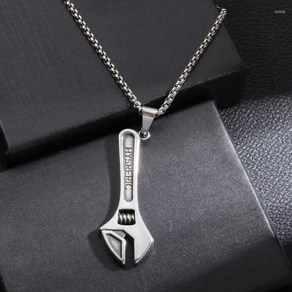 Pendentif Colliers Mode Clé en acier inoxydable Collier d'outil pour hommes et femmes Hip Hop Rock Bijoux Cadeaux