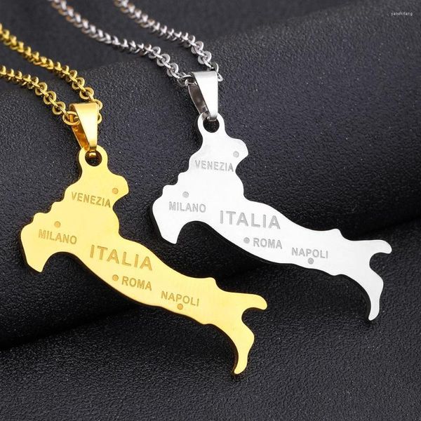 Collares pendientes Moda Acero inoxidable Italia Mapa 18K Color oro Roma Collar para mujeres y hombres Regalos de joyería