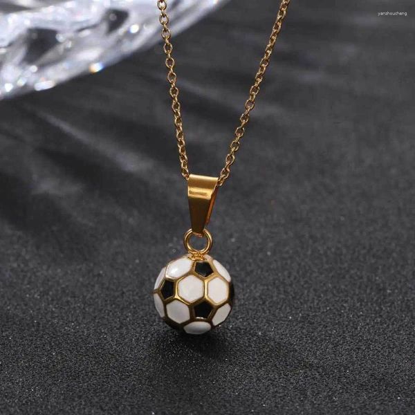 Collares colgantes Moda Collar de fútbol de acero inoxidable Dulce y romántico Deportes Maestro Suéter Cadena Joyería de fiesta de cumpleaños