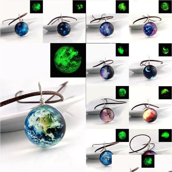 Pendentif Colliers Mode Starry Outer Space Universe Gemstone Glow In The Dark Glass Ball Collier Pour Femmes Hommes S Bijoux Mix Modèles Dhysa