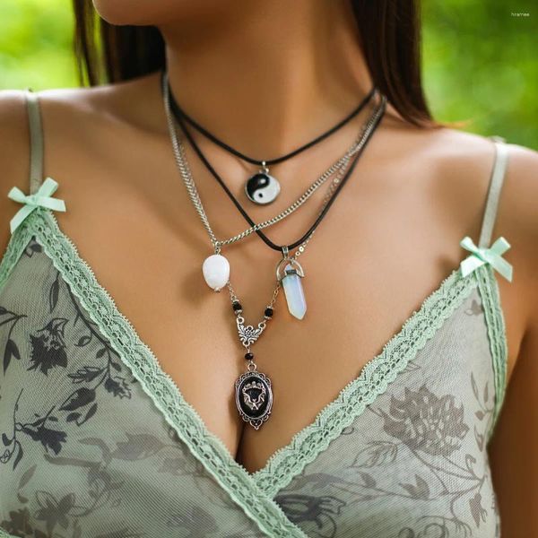 Collares colgantes Declaración de moda Collar de cadena multicapa Joyería para mujer Exagerar baratija geométrica para regalo de mujer