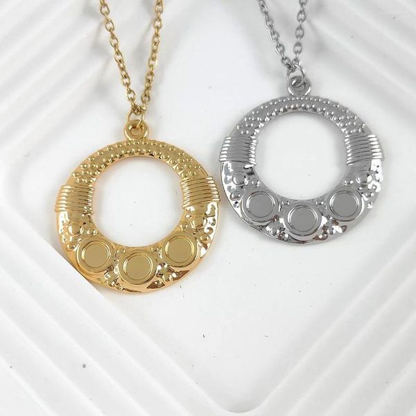 Collares pendientes Moda Steampunk Dainty Circle Collier Jewelry Collar de cadena minimalista redondo para regalo de mujer