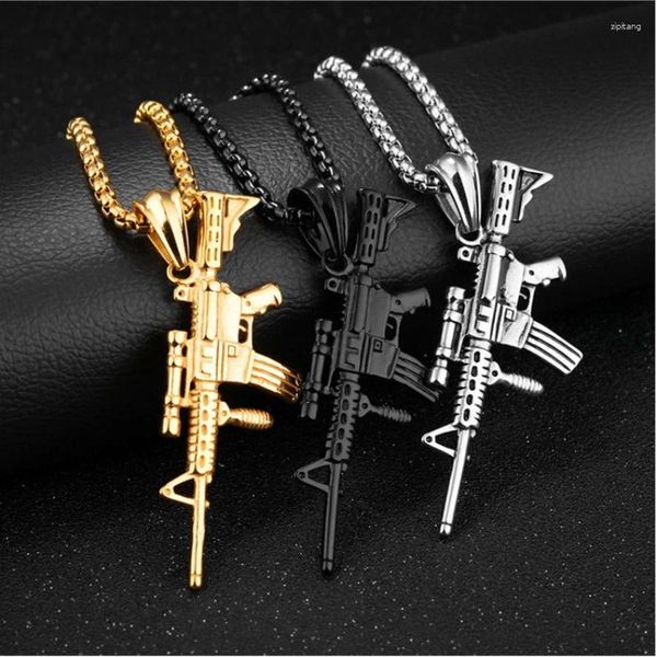 Pendentif Colliers Mode Mitraillette Uzi Collier Hommes Rock Hip Hop Party Bijoux Cadeau