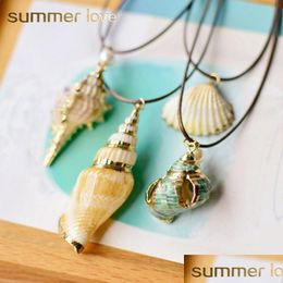 Mode été Simple naturel étoile de mer conque coquillage pendentif collier corde chaîne coquille colliers plage bijoux pour Dhoxn