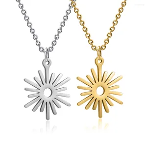 Pendentif Colliers Mode Soleil En Acier Inoxydable Collier Pour Femmes Fleur Clavicule De Luxe Chaîne Bijoux Cadeau