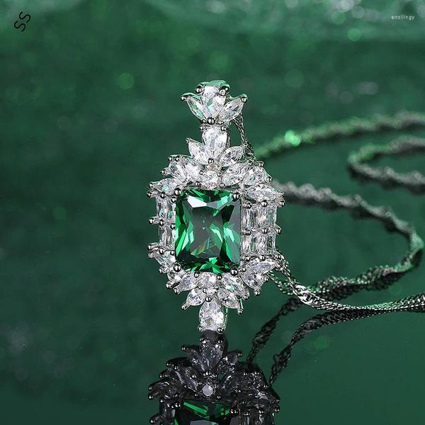 Pendentif Colliers Mode Synthétique Gem Collier Haut de gamme Émeraude atmosphérique sans chaîne