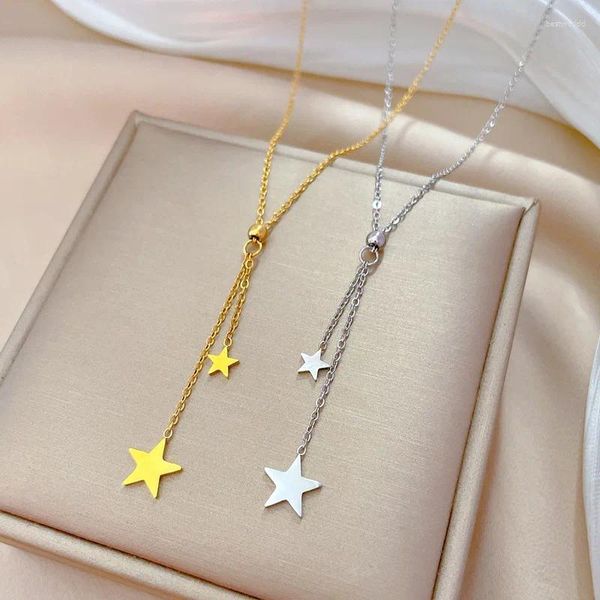 Collares colgantes Moda Borla Estrella para mujeres Acero inoxidable Chapado en oro Collar minimalista Boda Joyería de Navidad Regalo