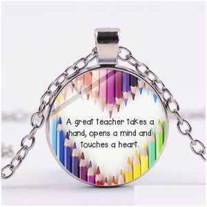 Hanger Kettingen Mode Leraar Ketting De Beste Leraren Leren Van Hart Creatief Brief Ontwerp Glas Kristal Choker Festival Gif Dhhvq