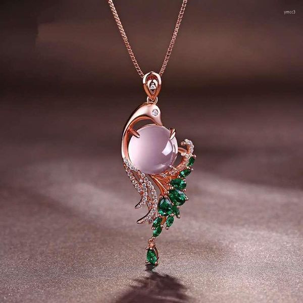 Colliers pendants Tempérament de la mode Collier en cristal rose vert pour femmes bijoux bijoux Vente entière