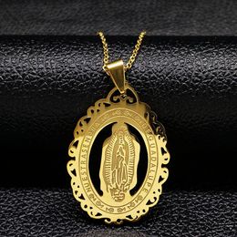 Colliers de pendentif Fashion The Virgin Mary Gold Color Couleur Chaîne en acier inoxydable pour femmes Pendants Jewelry Collane N1223S01PENDANT