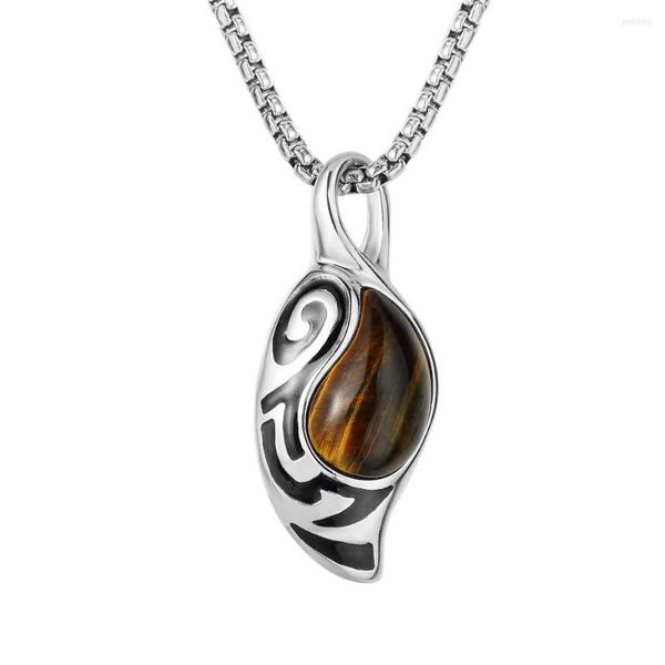 Pendentif Colliers De Mode Oeil De Tigre Pierre Gemme Gothique Accessoires Designs De Luxe Collier En Acier Inoxydable Pour Les Femmes Fête Des Mères