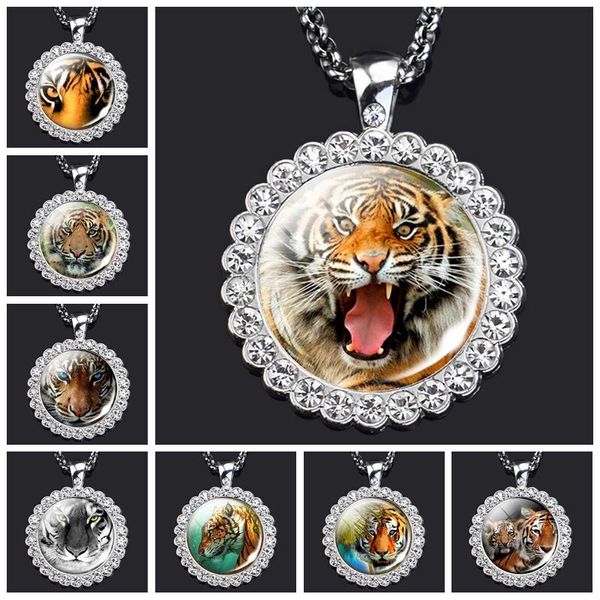 Pendentif Colliers Mode Tigre Collier Cadeau Pour Homme Père Fils Présent Tigres Nacklace Animaux Po BijouxPendentif