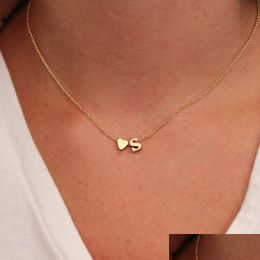 Pendentif Colliers Mode Tiny Heart Dainty Initial Collier Or Sier Couleur Lettre Nom Collier Pour Femmes Bijoux Cadeau Drop Livraison P Otvdt