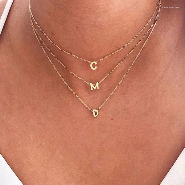 Pendentif Colliers De Mode Minuscule Initiale Collier Or Argent Couleur En Acier Inoxydable Pour Les Femmes A-Z Lettre Ras Du Cou Chaîne Bijoux Cadeau