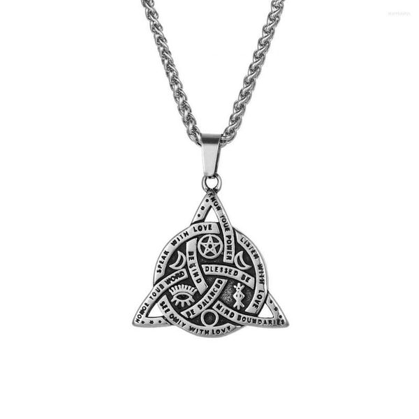 Pendentif Colliers Mode Titane Acier Ornements Yama Triangle Soleil Lune Étoiles Hommes Collier Rétro Personnalité Cadeau