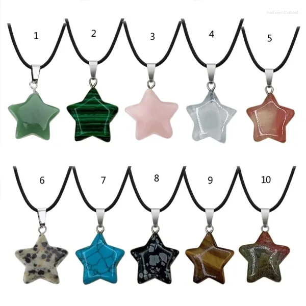 Pendentif Colliers Tendance de la mode Niche Couleur Star Chaîne de clavicule Tempérament Simple Vent froid Collier de corde en cuir réglable