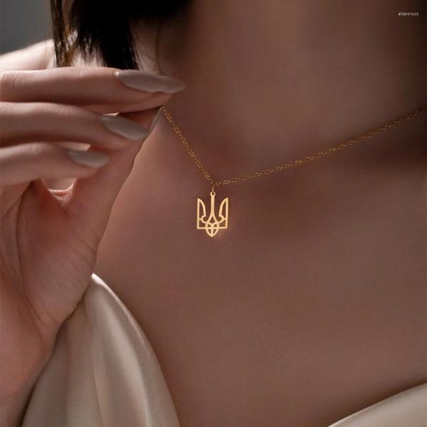 Pendentif Colliers Mode Ukrainien Emblème National Signe Collier Pour Femmes En Acier Inoxydable Bijoux Ukraine Symbole Charme Fête