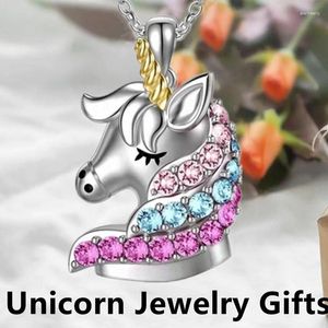 Pendentif Colliers Mode Licorne Collier Couleur Dessin Animé Cristal Bijoux Pour Femmes Banquet Anniversaire Cadeau D'anniversaire