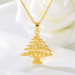 Pendentif Colliers Mode Unique Design Gold Couleur Collier d'arbre pour femmes en acier inoxydable Chaîne de cou Bijoux Anniversaire Ami Cadeau