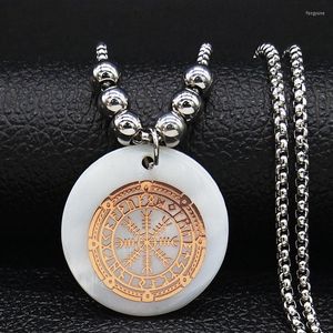 Pendentif Colliers De Mode Viking Shell En Acier Inoxydable Long Collier Pour Les Femmes Or Rose Couleur Jewerly Collier Largo Mujer N19615S07