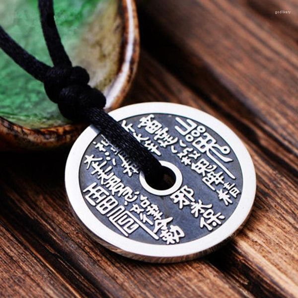 Pendentif Colliers Mode Vintage Cuivre Coin Collier Corde Chaîne Personnalité Hommes Style Chinois Hip Hop Partie Chanceux Bijoux