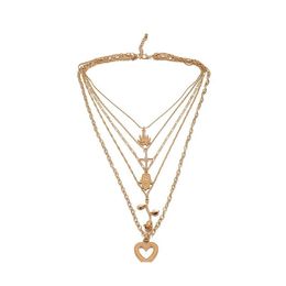 Hanger kettingen mode vintage mtilayer kristal ketting vrouwen goud kleur kralen maan ster hoorn crescent choker sieraden drop deliv otbl8