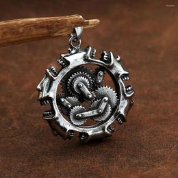 Colliers pendentifs Fashion Vintage Steampunk mécanique crâne 316l Collier d'engrenage en acier inoxydable pour hommes