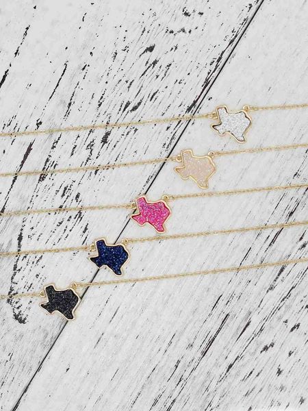 Pendentif Colliers Mode Western Cowgirl Texas Résine Druzy Collier ras du cou pour fille anniversaire cadeau de vacances 240330