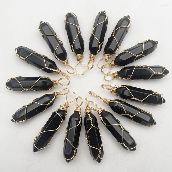 Collares colgantes Moda Sinuoso Color Oro Negro Piedra Collar de cristal para hacer joyería Charm Adorno Accesorios 24pc