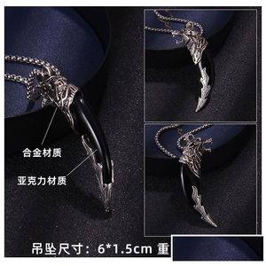 Pendentif Colliers Mode Loup Dent Collier Pour Hommes Longue Chaîne Vintage Bijoux Cadeau Bijoux Colliers Pendentifs Dhvsx