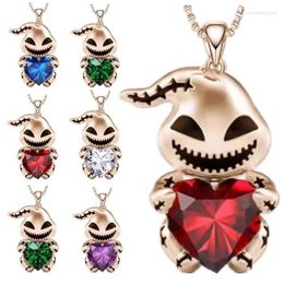 Pendentif Colliers Mode Femmes Amour Cristal Crâne Emo Tête Collier Charme Dessin Animé Fantôme Coeur Coupe Bijoux Saint Valentin Articles