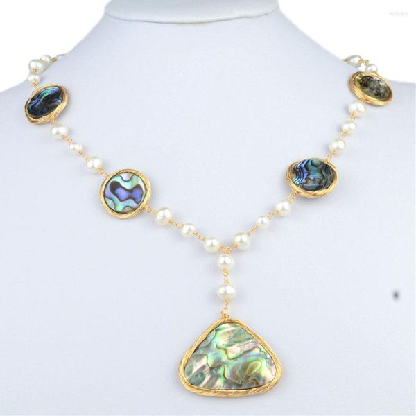 Pendentif Colliers Mode Femmes Bib Collier Collier Abalone Shell Naturel Blanc Perle D'eau Douce Ras Du Cou De Noce Bijoux De Mariée Cadeau