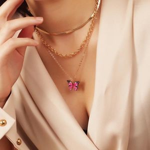Pendentif Colliers Mode Femmes Papillon Thai Perle Collier Double Chaînes Chaînes Fille Bijoux Cadeau Boho Pour