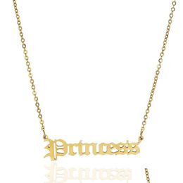 Mode Femmes Filles En Acier Inoxydable Lettre Ancienne Pendentif Collier Babygirl Angle Priness Brat Alphabet C Dhgarden Dhbng