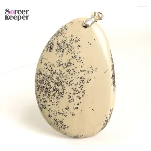 Colliers de pendentif Fashion Femmes Homme Collier vert Natural Dendrite Moss Agate Stone Slize de guéris