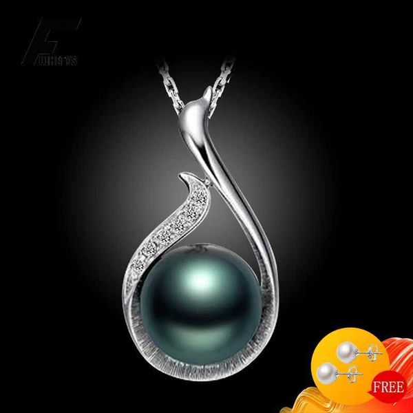 Pendentif colliers Mode femmes collier 925 bijoux en argent avec perle noire Zircon pierres précieuses pendentif accessoires pour mariage fiançailles fête cadeau L231215