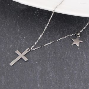 Hanger Kettingen Mode Vrouwen Zilver Kleur Roestvrij Staal Tiny Cross Sterren Hart Slot Geld Muzikaal Symbool Ketting Choker Hals Ketting