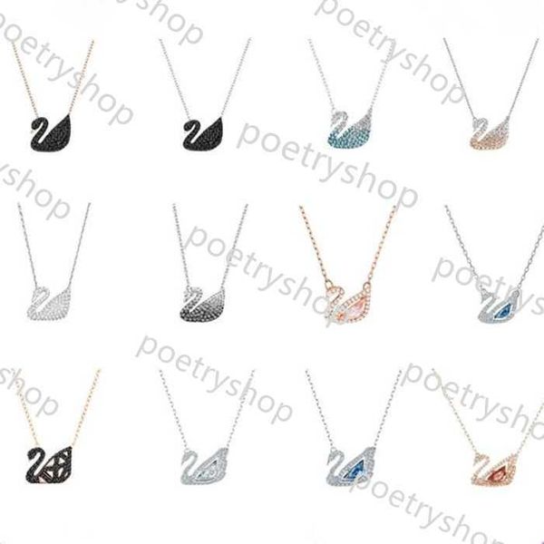 Mode Femmes Cygne Battant Coeur Diamant Pendentif Collier 14K Or Cygne Designer Collier INS Style Collier Émotionnel Cadeau Bijoux