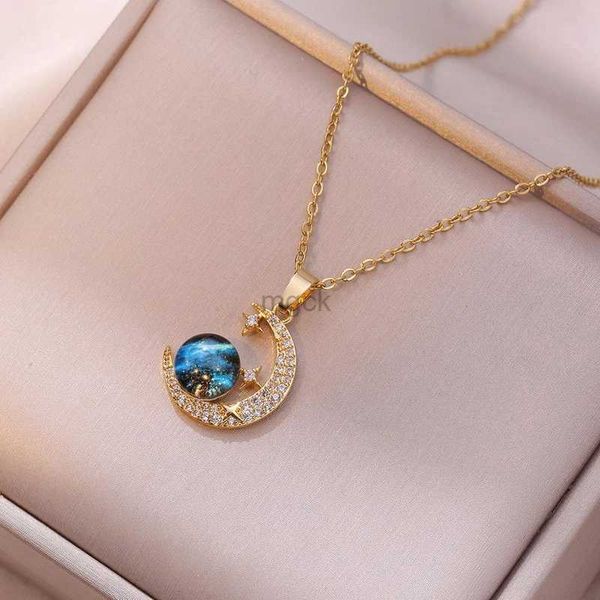 Pendentif colliers Mode Zircon planète étoile lune pendentif collier pour femmes charme esthétique clavicule chaîne collier fête d'anniversaire bijoux cadeau 240330