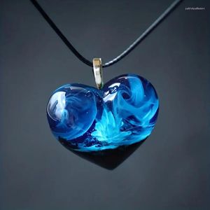 Pendentif Colliers À La Mode Élégant Paysage Naturel Paysage Bleu Amour Collier Cadeau De Vacances