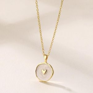 Collares colgantes, collar redondo geométrico de moda para mujer, cadena de clavícula en forma de corazón, venta al por mayor, joyería coreana, regalo de fiesta