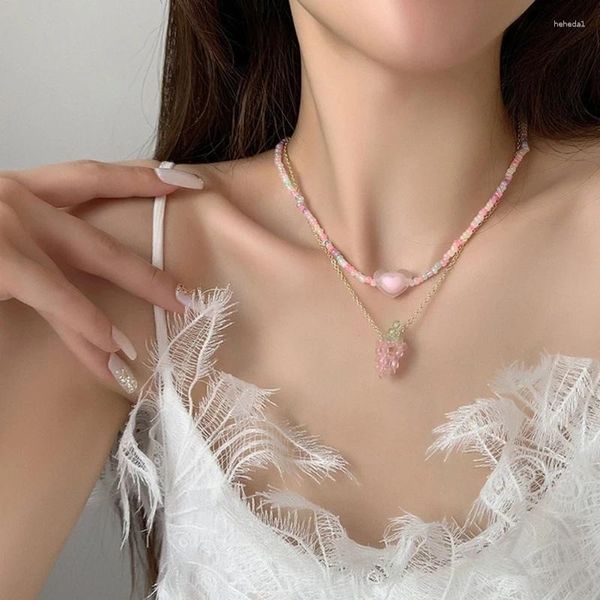 Collares colgantes Collar de uva de moda para mujeres Regalo de joyería de cadena de cuello en forma de amor